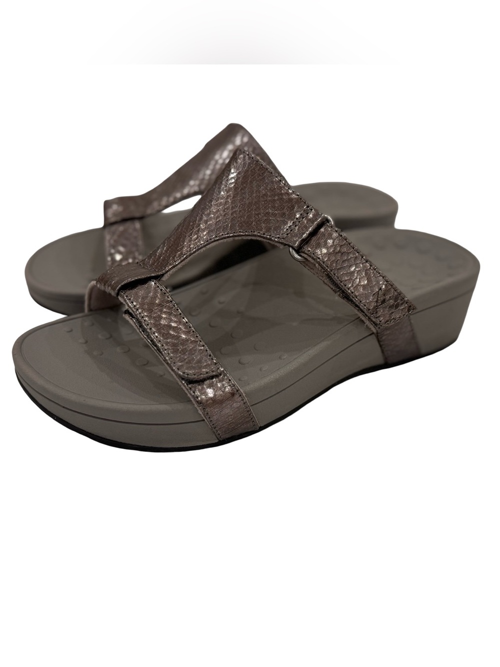 Vionic Metallic Brown Textured Slide Sandals - Picture 6 of 6